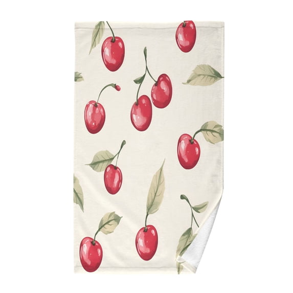 Yayeee 2 Pack Hand Towels for Bathroom 100% Cotton 16" x 28" Soft Absorbent Kitchen Towel, Red Cherry