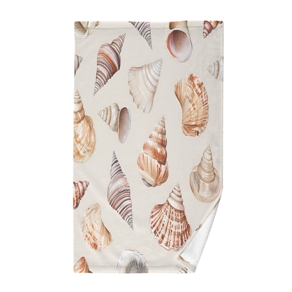 Yayeee 2 Pack Hand Towels for Bathroom 100% Cotton 16" x 28" Soft Absorbent Kitchen Towel, Red Watercolor Seashells