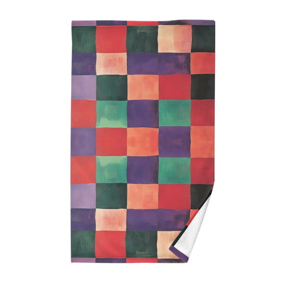 Yayeee 2 Pack Hand Towels for Bathroom 100% Cotton 16" x 28" Soft Absorbent Kitchen Towel, Red and Purple Plaid Pattern