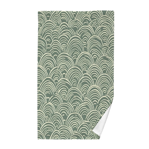 Yayeee 2 Pack Hand Towels for Bathroom 100% Cotton 16" x 28" Soft Absorbent Kitchen Towel, Retro Green Abstract