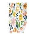 thumbnail image 1 of Yayeee 2 Pack Hand Towels for Bathroom 100% Cotton 16" x 28" Kitchen Towel, Retro Yellow Floral, 1 of 7