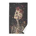 thumbnail image 1 of Yayeee 2 Pack Hand Towels for Bathroom 100% Cotton 16" x 28" Soft Absorbent Kitchen Towel, Skeleton with Flowers Pattern, 1 of 7