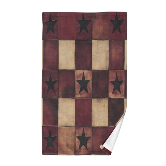 Yayeee 2 Pack Hand Towels for Bathroom 100% Cotton 16" x 28" Soft Absorbent Kitchen Towel, Star Spangled Squares