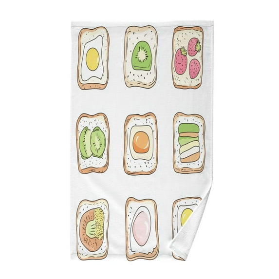 Yayeee 2 Pack Hand Towels for Bathroom 100% Cotton 16" x 28" Kitchen Towel, Toasts Pattern
