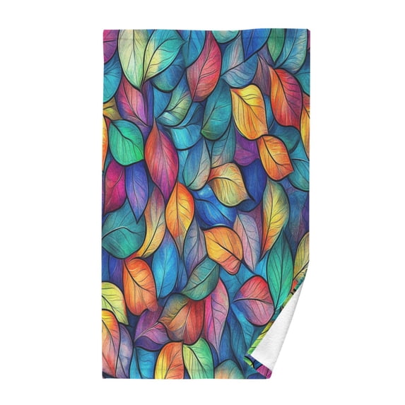 Yayeee 2 Pack Hand Towels for Bathroom 100% Cotton 16" x 28" Soft Absorbent Kitchen Towel, Vibrant Art Leaves Pattern