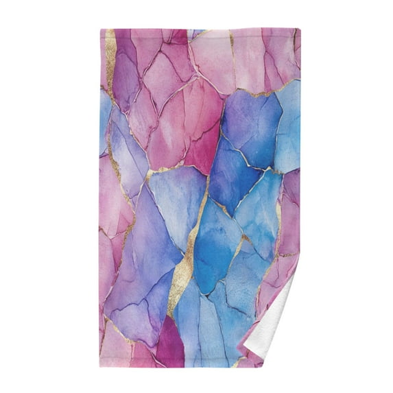 Yayeee 2 Pack Hand Towels for Bathroom 100% Cotton 16" x 28" Kitchen Towel, Watercolor Blue Marble Pattern