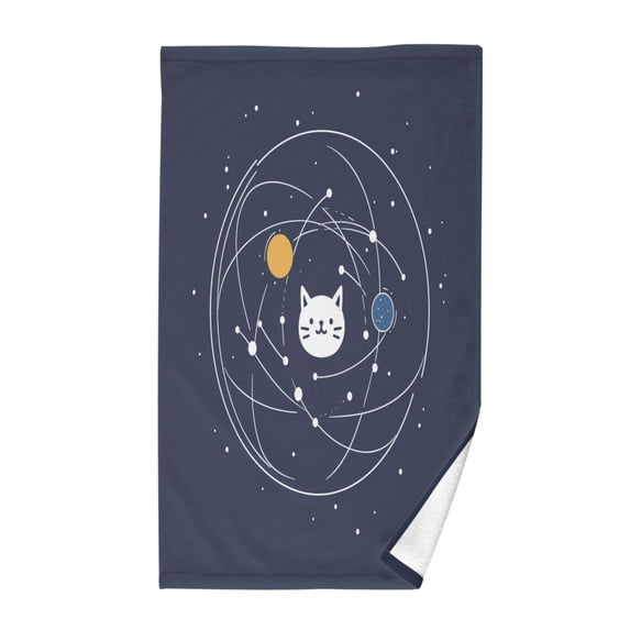Yayeee 2 Pack Hand Towels for Bathroom 100% Cotton 16" x 28" Kitchen Towel, White Cat Planet
