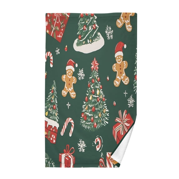 Yayeee 2 Pack Hand Towels for Bathroom 100% Cotton 16" x 28" Kitchen Towel, Yellow Christmas Gingerbread