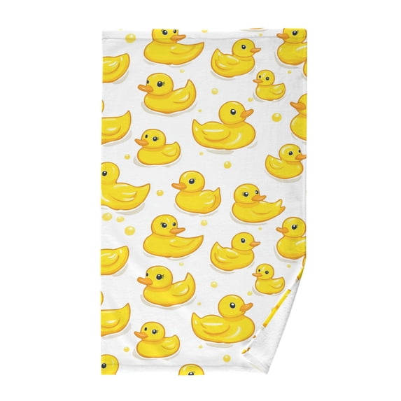 Yayeee 2 Pack Hand Towels for Bathroom 100% Cotton 16" x 28" Soft Absorbent Kitchen Towel, Yellow Rubber Ducks