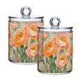thumbnail image 1 of Yayeee 2 Pack Qtip Holder Bathroom Cotton Swab Canister with Lid Clear Dispenser Set, Abstract Floral Art, 1 of 6