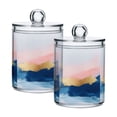 thumbnail image 1 of Yayeee 2 Pack Qtip Holder Bathroom Cotton Swab Canister with Lid Clear Dispenser Set, Abstract Painting, 1 of 6