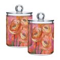 thumbnail image 1 of Yayeee 2 Pack Qtip Holder Dispenser for Bathroom with Lid Cotton Swab Canister, Abstract Pink Flowers, 1 of 6