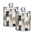 thumbnail image 1 of Yayeee 2 Pack Qtip Holder Bathroom Cotton Swab Canister with Lid Clear Dispenser Set, Beige Cute Cats, 1 of 6