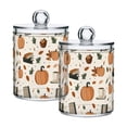 thumbnail image 1 of Yayeee 2 Pack Qtip Holder Bathroom Cotton Swab Canister with Lid Clear Dispenser Set, Beige Fall Leaves, 1 of 6