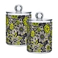 thumbnail image 1 of Yayeee 2 Pack Qtip Holder Bathroom Cotton Swab Canister with Lid Clear Dispenser Set, Beige Flower Pattern, 1 of 6