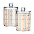 thumbnail image 1 of Yayeee 2 Pack Qtip Holder Bathroom Cotton Swab Canister with Lid Clear Dispenser Set, Beige Nautical Pattern, 1 of 6