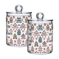 thumbnail image 1 of Yayeee 2 Pack Qtip Holder Bathroom Cotton Swab Canister with Lid Clear Dispenser Set, Beige Nordic Christmas House, 1 of 6