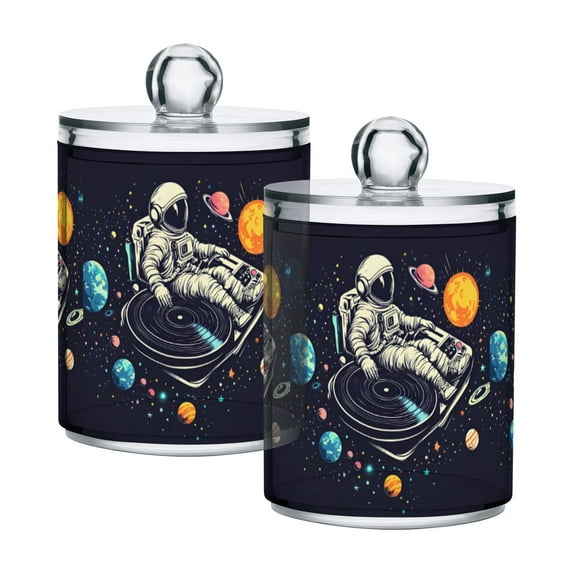 Yayeee 2 Pack Qtip Holder Bathroom Cotton Swab Canister with Lid Clear Dispenser Set, Black Record