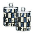 thumbnail image 1 of Yayeee 2 Pack Qtip Holder Bathroom Cotton Swab Canister with Lid Clear Dispenser Set, Black and Blue Cat, 1 of 6