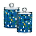 thumbnail image 1 of Yayeee 2 Pack Qtip Holder Bathroom Cotton Swab Canister with Lid Clear Dispenser Set, Blue Abstract, 1 of 6