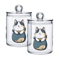 thumbnail image 1 of Yayeee 2 Pack Qtip Holder Bathroom Cotton Swab Canister with Lid Clear Dispenser Set, Blue Cute Cat, 1 of 6