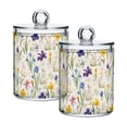 thumbnail image 1 of Yayeee 2 Pack Qtip Holder Bathroom Cotton Swab Canister with Lid Clear Dispenser Set, Blue Floral Rabbit, 1 of 6