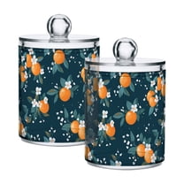 Yayeee 2 Pack Qtip Holder Bathroom Cotton Swab Canister with Lid Clear Dispenser Set, Blue Oranges