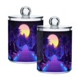 thumbnail image 1 of Yayeee 2 Pack Qtip Holder Bathroom Cotton Swab Canister with Lid Clear Dispenser Set, Blue Road, 1 of 6