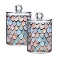 thumbnail image 1 of Yayeee 2 Pack Qtip Holder Bathroom Cotton Swab Canister with Lid Clear Dispenser Set, Blue Shimmering Pattern, 1 of 6