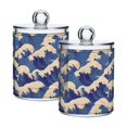 thumbnail image 1 of Yayeee 2 Pack Qtip Holder Bathroom Cotton Swab Canister with Lid Clear Dispenser Set, Blue Wave Pattern, 1 of 6