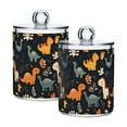 thumbnail image 1 of Yayeee 2 Pack Qtip Holder Bathroom Cotton Swab Canister with Lid Clear Dispenser Set, Cartoon Dinosaur, 1 of 6