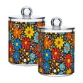 thumbnail image 1 of Yayeee 2 Pack Qtip Holder Bathroom Cotton Swab Canister with Lid Clear Dispenser Set, Cartoon Flowers, 1 of 6