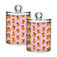 thumbnail image 1 of Yayeee 2 Pack Qtip Holder Bathroom Cotton Swab Canister with Lid Clear Dispenser Set, Cartoon Oranges, 1 of 6