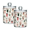 thumbnail image 1 of Yayeee 2 Pack Qtip Holder Bathroom Cotton Swab Canister with Lid Clear Dispenser Set, Christmas Cups, 1 of 6