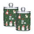 thumbnail image 1 of Yayeee 2 Pack Qtip Holder Dispenser for Bathroom with Lid Cotton Swab Canister, Christmas Santa, 1 of 6