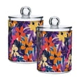 thumbnail image 1 of Yayeee 2 Pack Qtip Holder Bathroom Cotton Swab Canister with Lid Clear Dispenser Set, Colorful Painted Flowers Pattern, 1 of 6