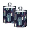 thumbnail image 1 of Yayeee 2 Pack Qtip Holder Bathroom Cotton Swab Canister with Lid Clear Dispenser Set, Cube Stripes, 1 of 6