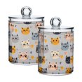 thumbnail image 1 of Yayeee 2 Pack Qtip Holder Bathroom Cotton Swab Canister with Lid Clear Dispenser Set, Cute Cartoon Cat, 1 of 6