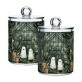 thumbnail image 1 of Yayeee 2 Pack Qtip Holder Bathroom Cotton Swab Canister with Lid Clear Dispenser Set, Cute Ghosts Playing, 1 of 6