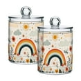thumbnail image 1 of Yayeee 2 Pack Qtip Holder Bathroom Cotton Swab Canister with Lid Clear Dispenser Set, Cute Rainbow, 1 of 6