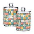 thumbnail image 1 of Yayeee 2 Pack Qtip Holder Bathroom Cotton Swab Canister with Lid Clear Dispenser Set, Daisy Mosaic, 1 of 6