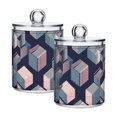 thumbnail image 1 of Yayeee 2 Pack Qtip Holder Bathroom Cotton Swab Canister with Lid Clear Dispenser Set, Dark Cubes, 1 of 6