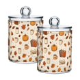 thumbnail image 1 of Yayeee 2 Pack Qtip Holder Bathroom Cotton Swab Canister with Lid Clear Dispenser Set, Fall Beige Pumpkin, 1 of 6