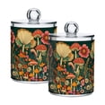 thumbnail image 1 of Yayeee 2 Pack Qtip Holder Bathroom Cotton Swab Canister with Lid Clear Dispenser Set, Floral Mushroom, 1 of 6