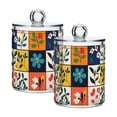 thumbnail image 1 of Yayeee 2 Pack Qtip Holder Bathroom Cotton Swab Canister with Lid Clear Dispenser Set, Floral Patterns, 1 of 6