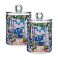 thumbnail image 1 of Yayeee 2 Pack Qtip Holder Bathroom Cotton Swab Canister with Lid Clear Dispenser Set, Floral Window, 1 of 6