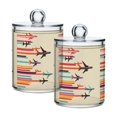 thumbnail image 1 of Yayeee 2 Pack Qtip Holder Dispenser for Bathroom with Lid Cotton Swab Canister, Flying Planes, 1 of 6
