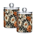 thumbnail image 1 of Yayeee 2 Pack Qtip Holder Bathroom Cotton Swab Canister with Lid Clear Dispenser Set, Gray Floral Pattern, 1 of 6