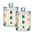 thumbnail image 1 of Yayeee 2 Pack Qtip Holder Bathroom Cotton Swab Canister with Lid Clear Dispenser Set, Green Abstract Pattern, 1 of 6