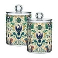 thumbnail image 1 of Yayeee 2 Pack Qtip Holder Bathroom Cotton Swab Canister with Lid Clear Dispenser Set, Green Animals Pattern, 1 of 6